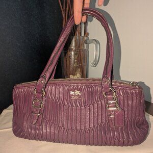 Coach - small purple leather rouched handbag